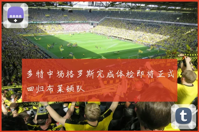 多特中场格罗斯完成体检即将正式回归布莱顿队